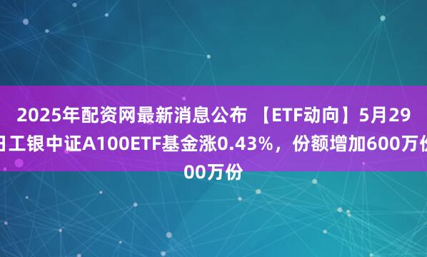 2025年配资网最新消息公布 【ETF动向】5月29日工银中证A100ETF基金涨0.43%，份额增加600万份
