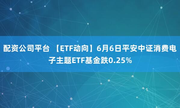 配资公司平台 【ETF动向】6月6日平安中证消费电子主题ETF基金跌0.25%